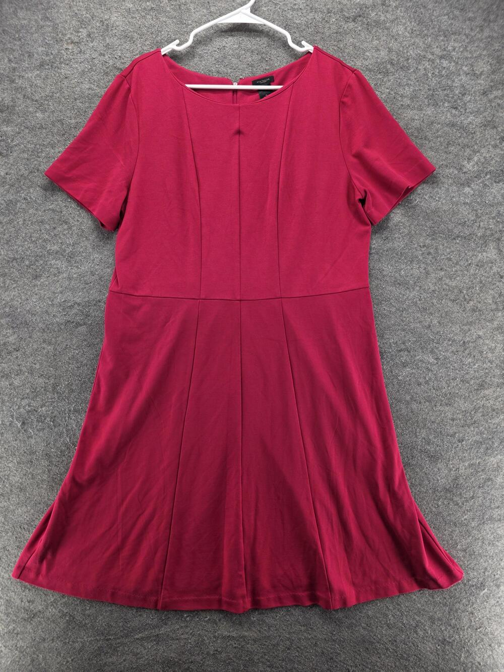 Ann Taylor Factory Dress Womens 16 Pink Fit & Flare Knee Length Short Sleeve